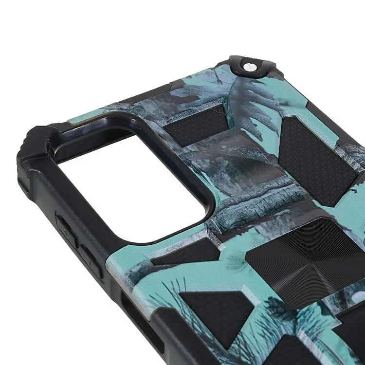 For Samsung Galaxy M23 5G/F23 5G Military Grade Camouflage Case Hard PC Soft TPU Anti-Scratch Cover with Kickstand Work with Car Magnetic Mount - Mint Green