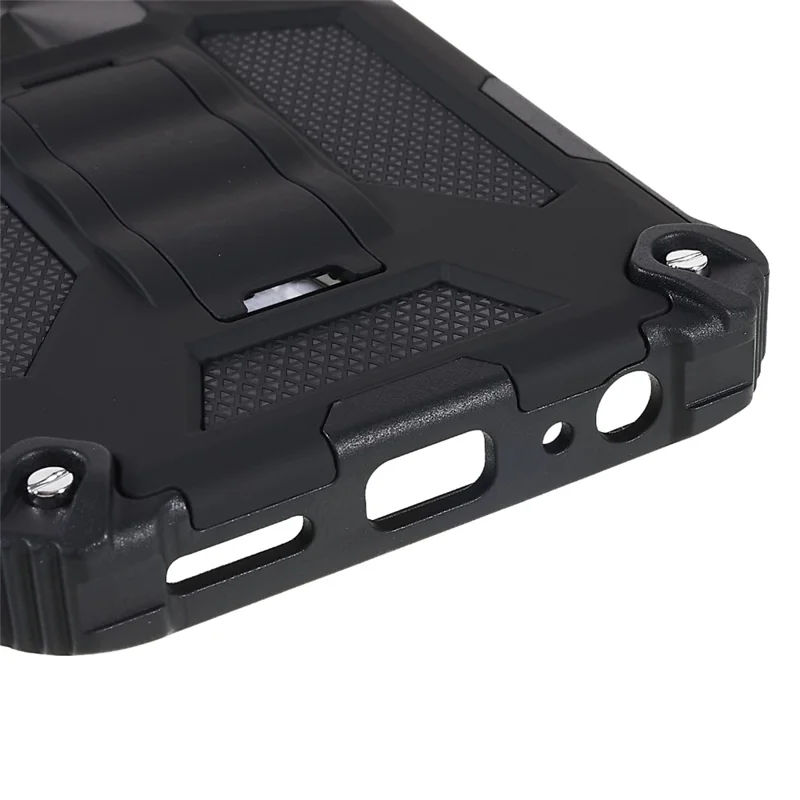 For Samsung Galaxy A03s (165.8mm) (US) TPU + PC Shockproof Phone Case Dual Layer Hybrid Kickstand Cover Work with Magnetic Car Mount - Black