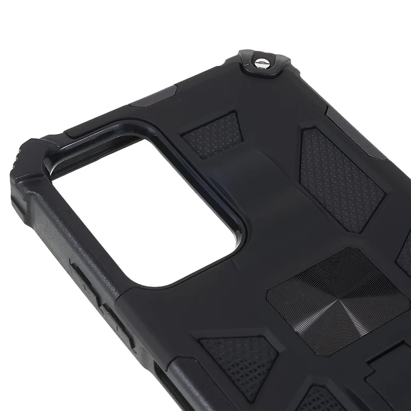 For Samsung Galaxy A03s (165.8mm) (US) TPU + PC Shockproof Phone Case Dual Layer Hybrid Kickstand Cover Work with Magnetic Car Mount - Black