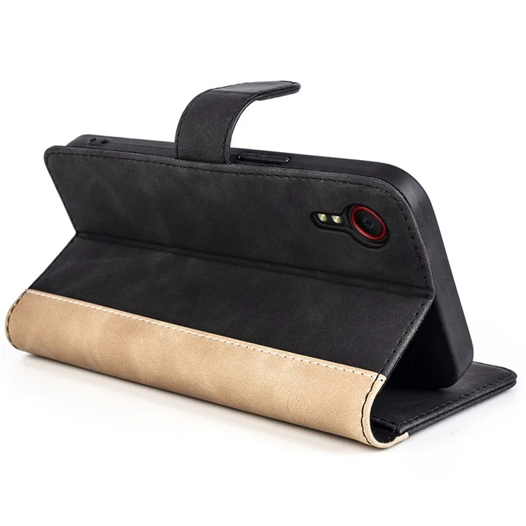 Para Samsung Galaxy Xcover 5 Funda de teléfono de cuero PU con cuerpo completo a prueba de golpes, cierre magnético, soporte plegable y cartera - Negro