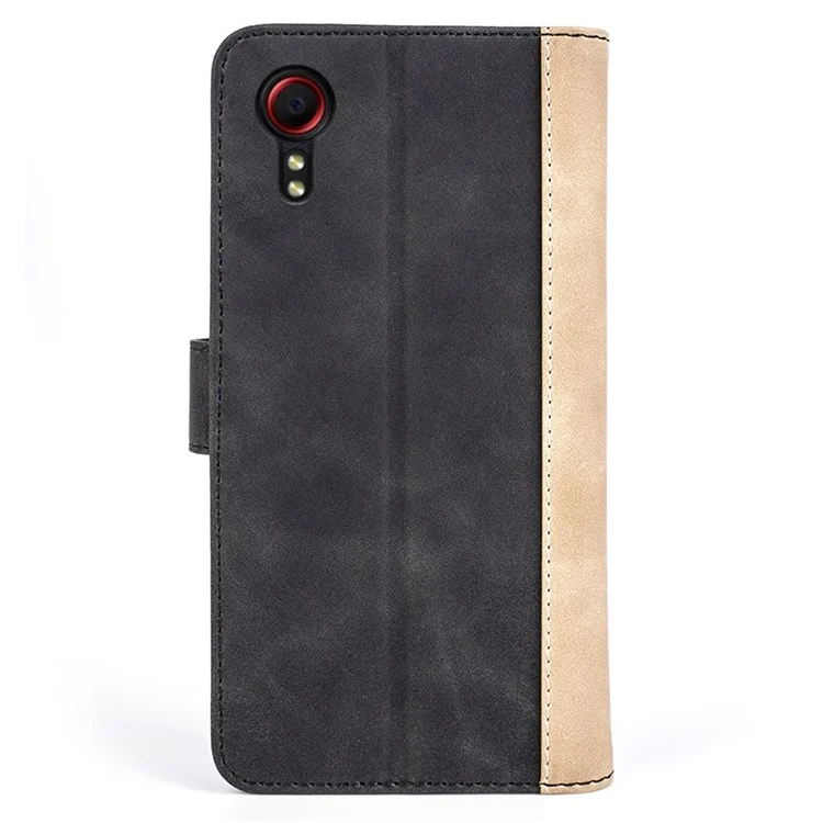 Para Samsung Galaxy Xcover 5 Funda de teléfono de cuero PU con cuerpo completo a prueba de golpes, cierre magnético, soporte plegable y cartera - Negro