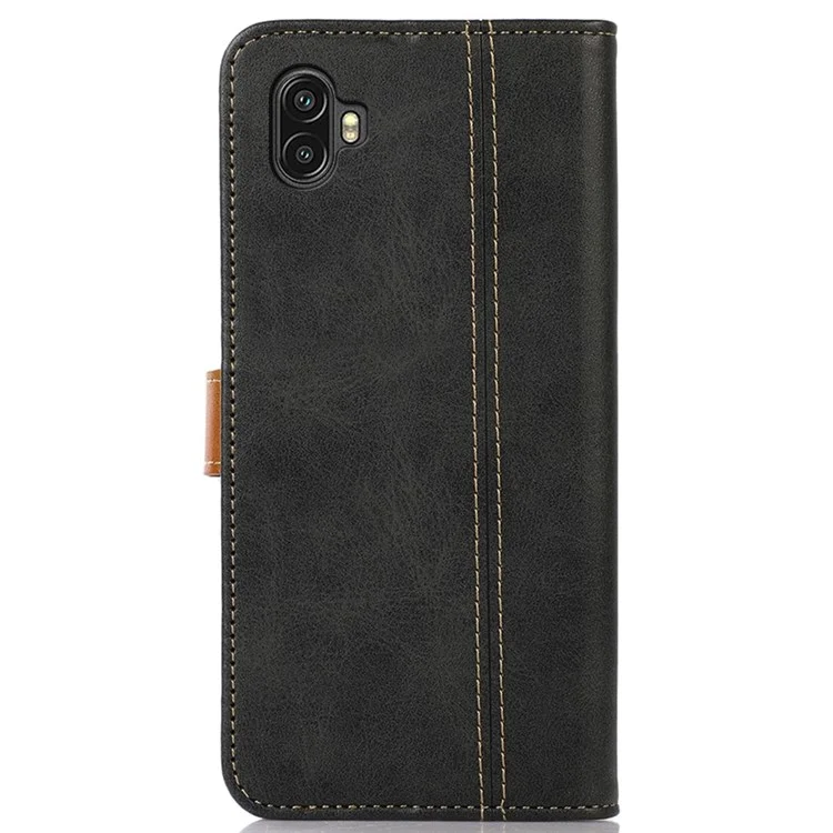 For Samsung Galaxy Xcover 6 Pro Flip Book PU Leather Phone Case Shockproof TPU Inner Shell Stand Wallet Folio Cover - Black