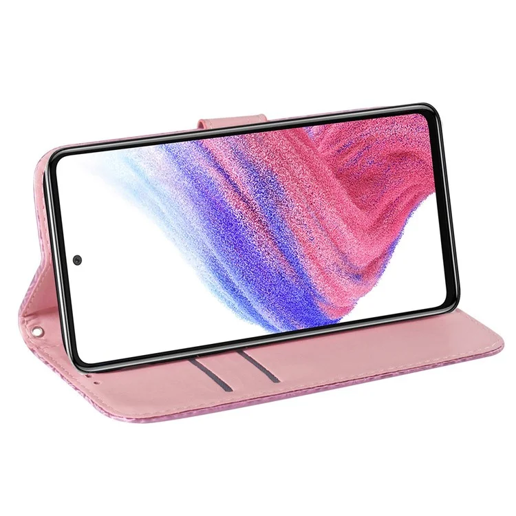 Per Samsung Galaxy A13 4G PU Leather Shock Absorption Phone Cover Dazzling Flower Pattern Case with Stand Wallet - Rosa