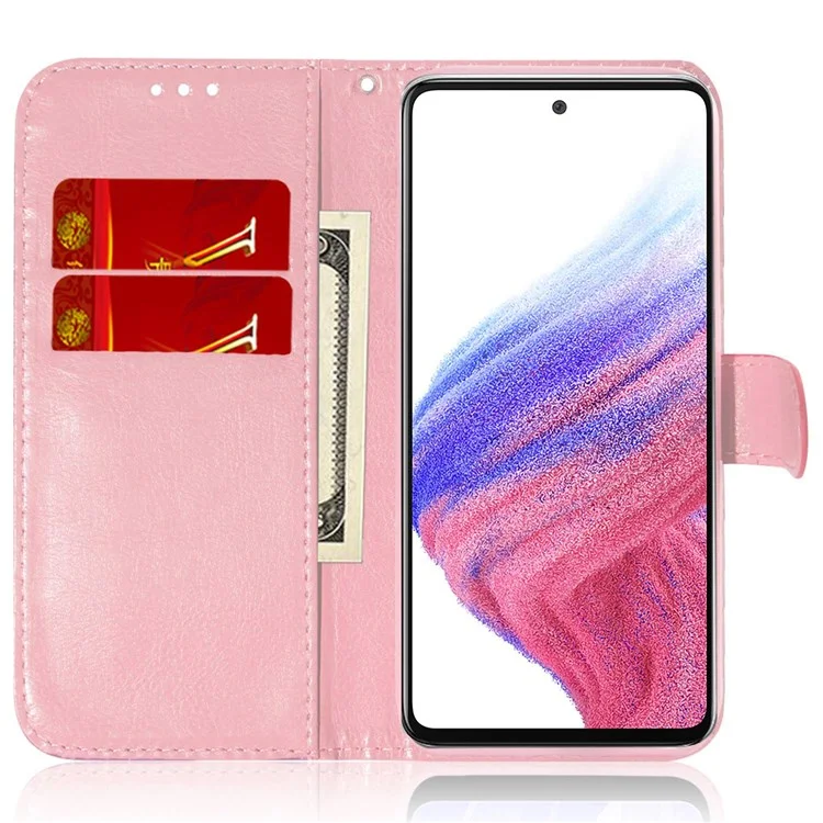 Per Samsung Galaxy A13 4G PU Leather Shock Absorption Phone Cover Dazzling Flower Pattern Case with Stand Wallet - Rosa