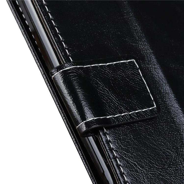 Phone Flip Leather Case for Samsung Galaxy Xcover 6 Pro Crazy Horse Texture Full Covering Phone Case Wallet Stand - Black