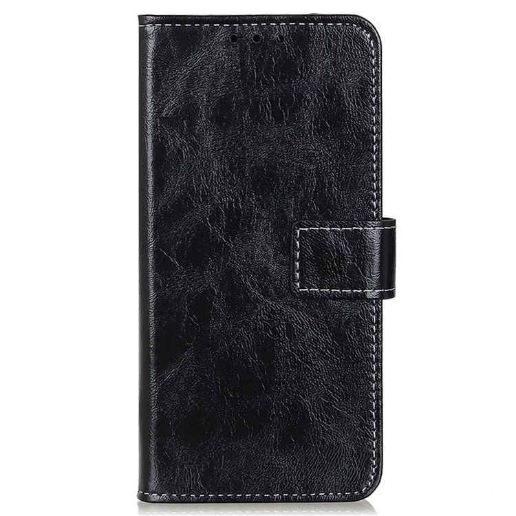 Phone Flip Leather Case for Samsung Galaxy Xcover 6 Pro Crazy Horse Texture Full Covering Phone Case Wallet Stand - Black