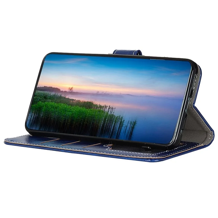 Funda de cuero tipo cartera para Samsung Galaxy Xcover 6 Pro, textura de piel de caballo loca, cobertura completa - Azul