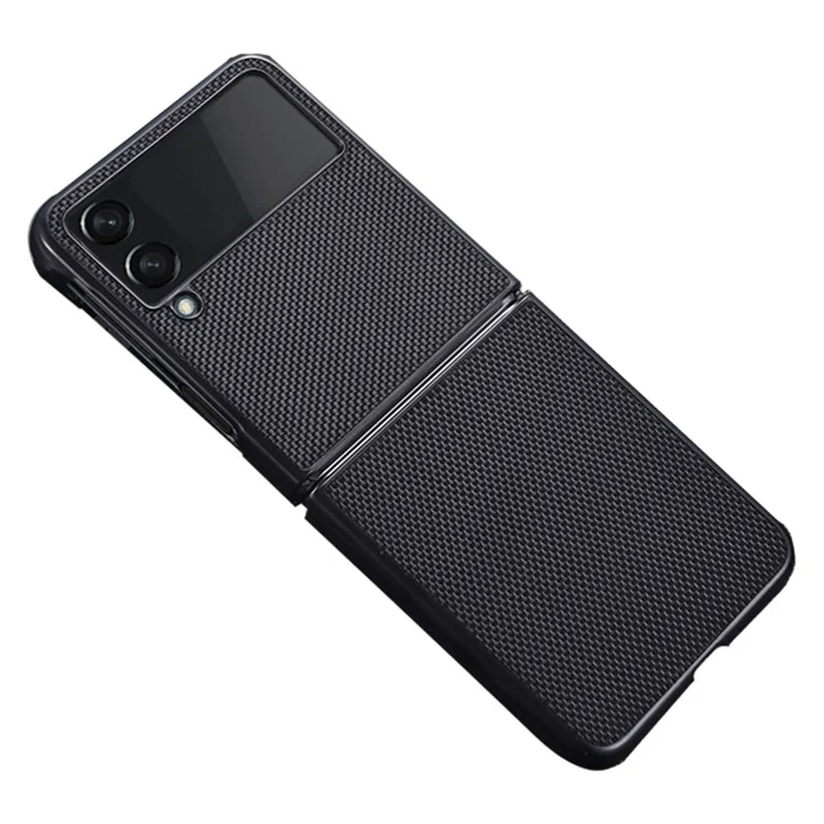 Para Samsung Galaxy Z Flip4 5G Nylon Texture Anti-scratch PU Leather Coated PC Protective Phone Case - Negro