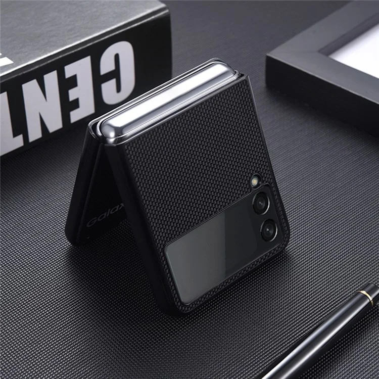 Para Samsung Galaxy Z Flip4 5G Nylon Texture Anti-scratch PU Leather Coated PC Protective Phone Case - Negro