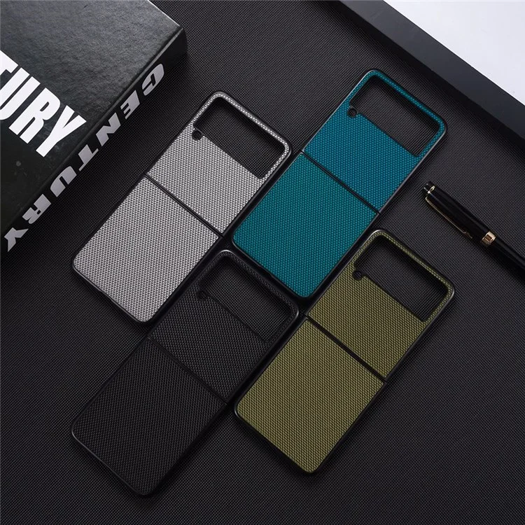 Para Samsung Galaxy Z Flip4 5G Nylon Texture Anti-scratch PU Leather Coated PC Protective Phone Case - Negro