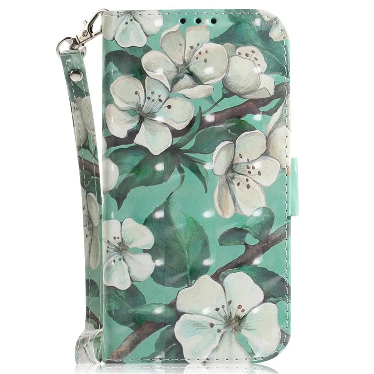 Für Samsung Galaxy A53 5G PU-Leder Wallet Style Flip Case Magnetverschluss 3D-Musterbedruckung Stand Cover mit Handschlaufe - Aquarellblumen
