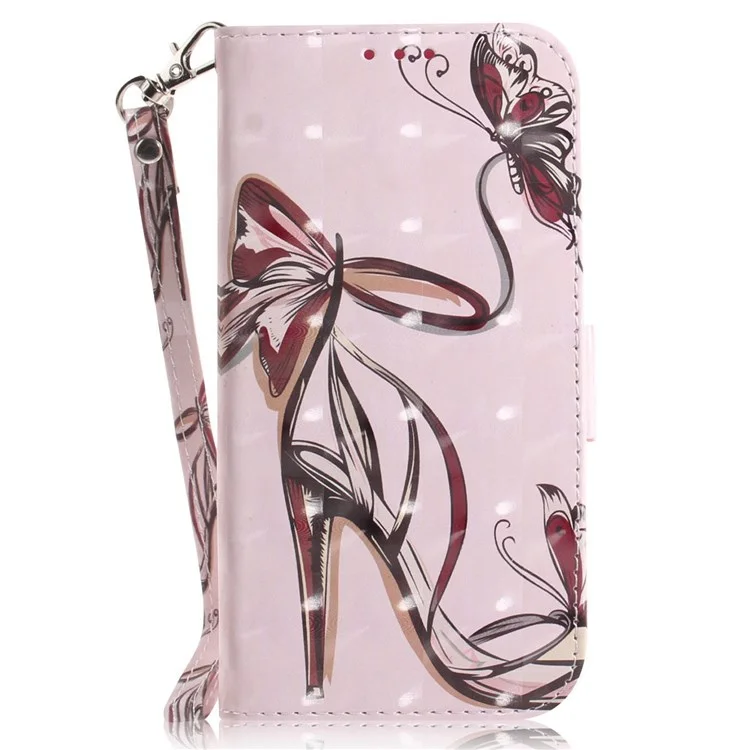 For Samsung Galaxy A13 5G / A04s 4G (164.7 x 76.7 x 9.1 mm) PU Leather Stand Feature Flip Cover 3D Pattern Printing Hand Strap Wallet Purse Case - Butterfly High Heels