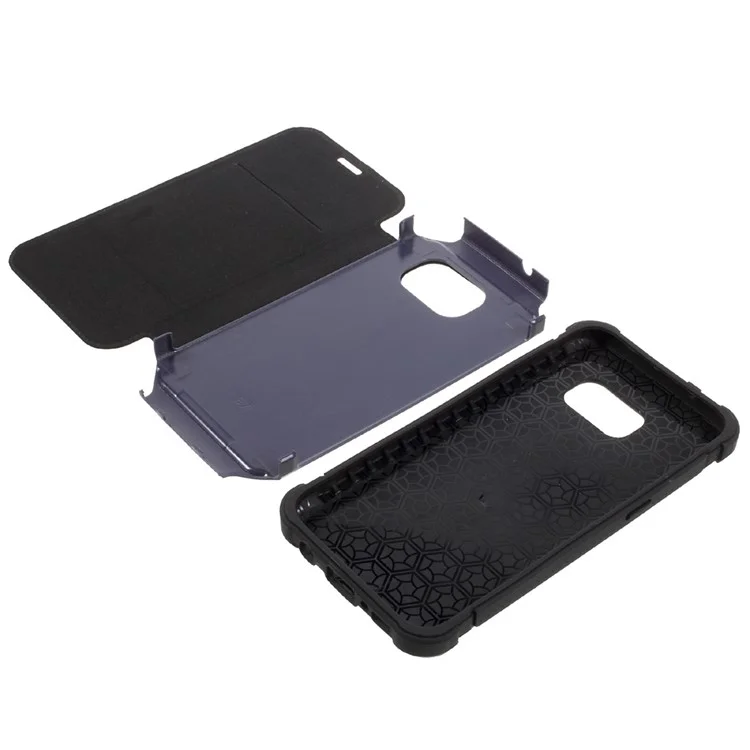 Cool Camouflage Leather Card Holder Cover for Samsung Galaxy S7 G930 - Brown