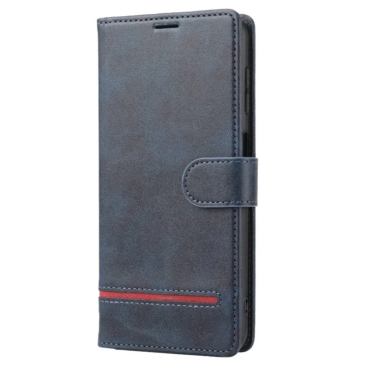 Pour Samsung Galaxy A13 4G Scratch-resistant Splicing Leather Case Wallet Stand Magnetic Clasp Protector - Bleu