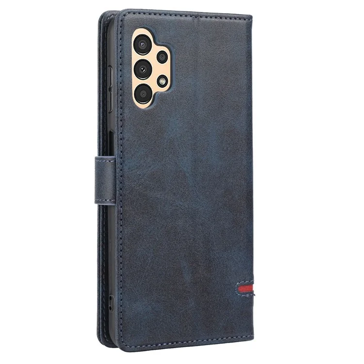Pour Samsung Galaxy A13 4G Scratch-resistant Splicing Leather Case Wallet Stand Magnetic Clasp Protector - Bleu