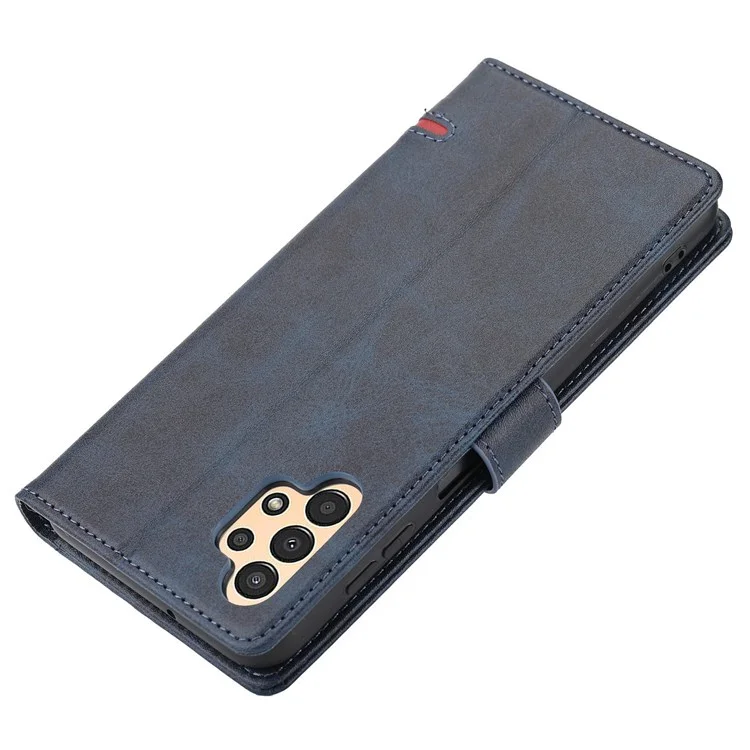 Pour Samsung Galaxy A13 4G Scratch-resistant Splicing Leather Case Wallet Stand Magnetic Clasp Protector - Bleu