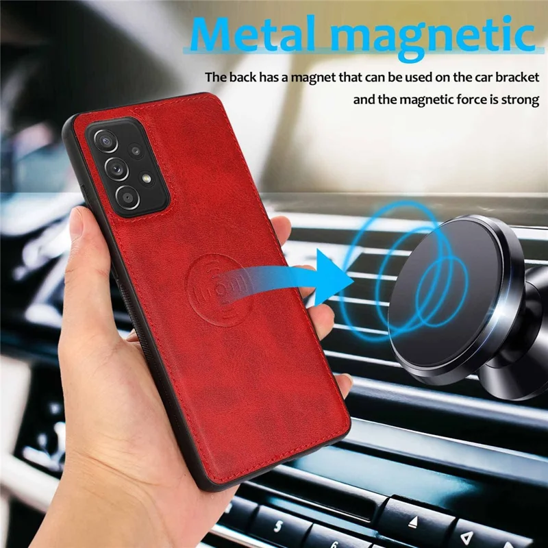 For Samsung Galaxy A33 5G Detachable 2-in-1 PU Leather Stand Wallet Phone Case with Wrist Strap - Red