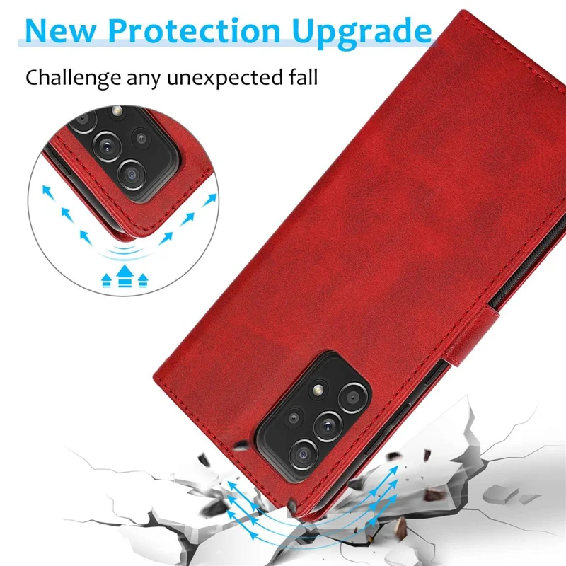 For Samsung Galaxy A33 5G Detachable 2-in-1 PU Leather Stand Wallet Phone Case with Wrist Strap - Red