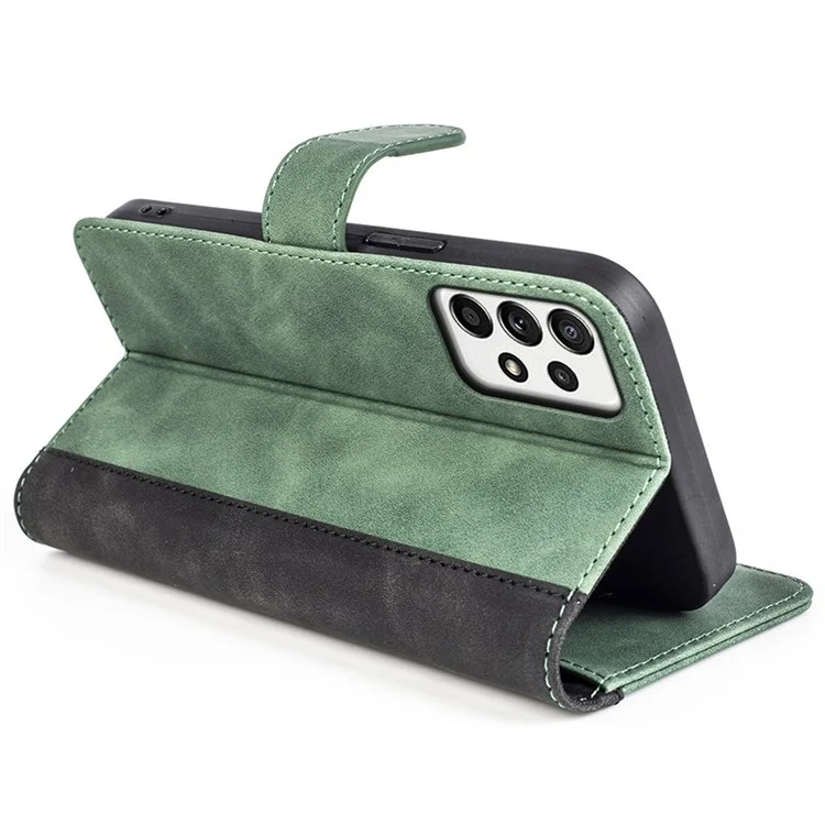 Pour Samsung Galaxy A52 4G/A52 5G/A52s 5G Étui à rabat en cuir PU avec support, étui interne en TPU doux anti-rayures, étui portefeuille avec motif couleur - Vert