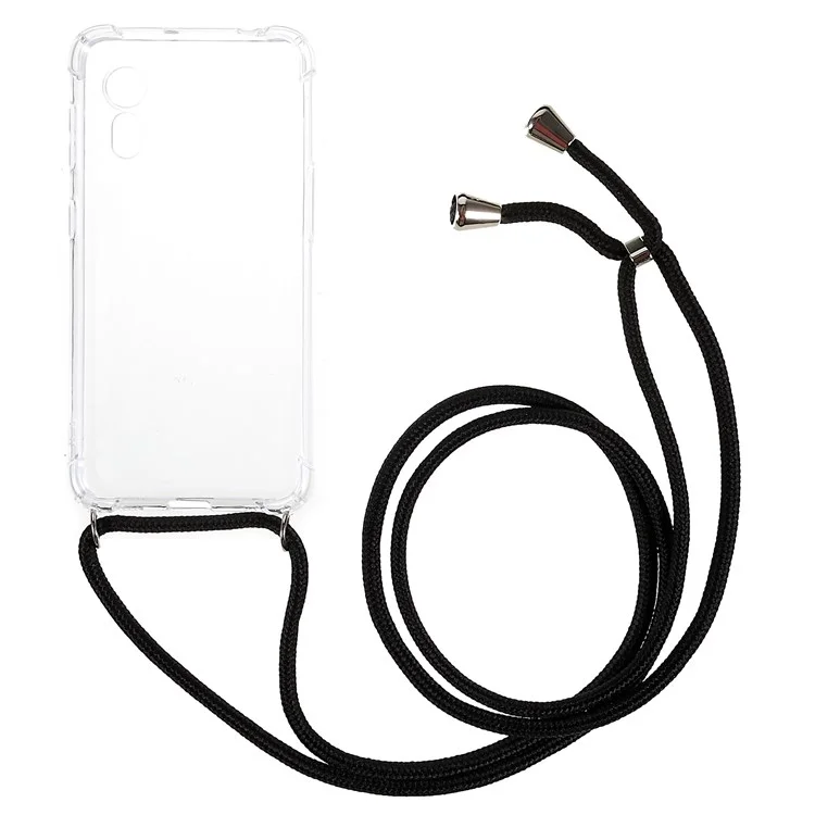 Étui de coin renforcé en TPU pour Samsung Galaxy Xcover 5, Étui de téléphone transparent anti-chute avec cordon