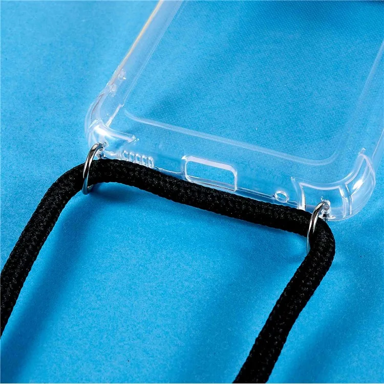 Étui de coin renforcé en TPU pour Samsung Galaxy Xcover 5, Étui de téléphone transparent anti-chute avec cordon