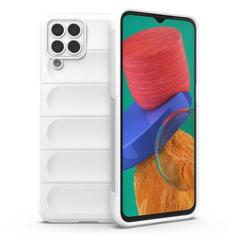 For Samsung Galaxy M33 5G (Global Version) Rugged Soft TPU Back Cover Anti-fall Mobile Phone Case - White