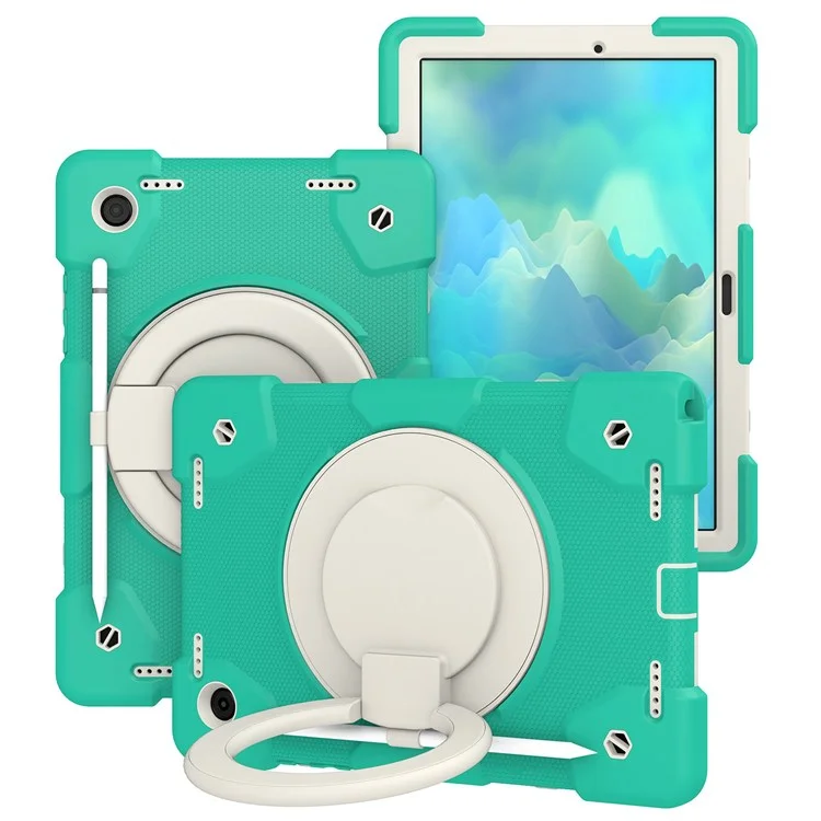 Pc-pc + Silicone à L'épreuve du Silicone Pour Samsung Galaxy Tab A8 10.5 (2021), Couverture de Tablette de Protection Avec Bandoulière Avec Bandoulière - Menthe Verte