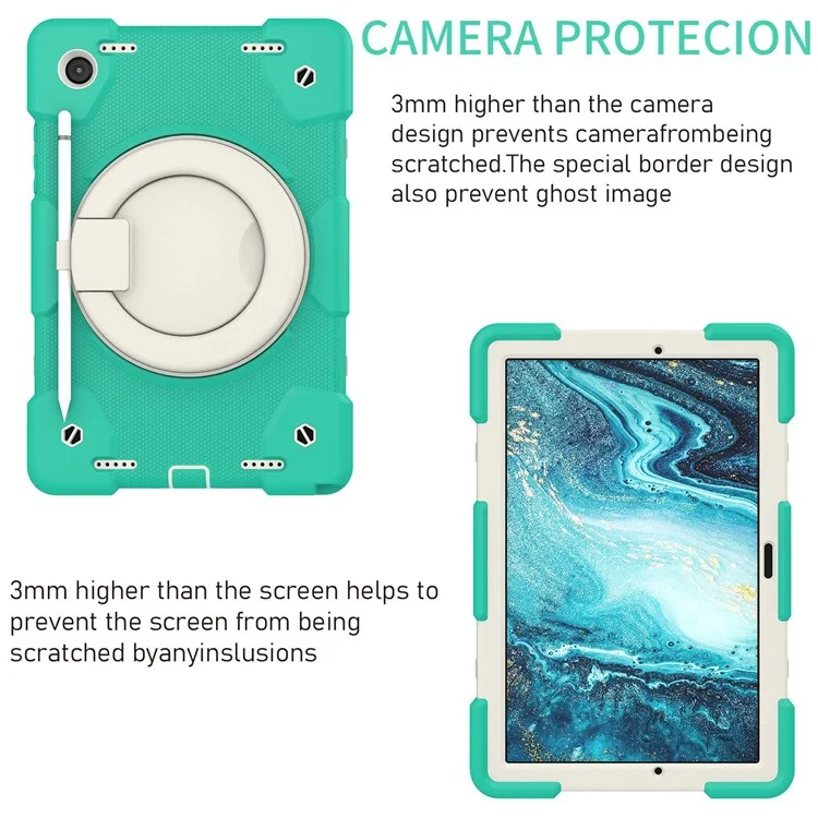 Pc-pc + Silicone à L'épreuve du Silicone Pour Samsung Galaxy Tab A8 10.5 (2021), Couverture de Tablette de Protection Avec Bandoulière Avec Bandoulière - Menthe Verte