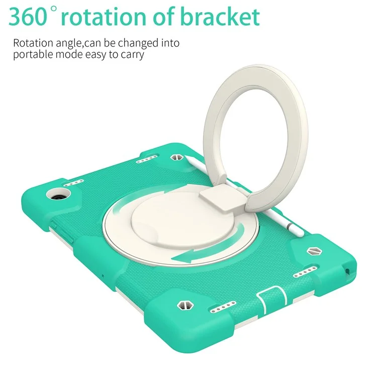 Pc-pc + Silicone à L'épreuve du Silicone Pour Samsung Galaxy Tab A8 10.5 (2021), Couverture de Tablette de Protection Avec Bandoulière Avec Bandoulière - Menthe Verte