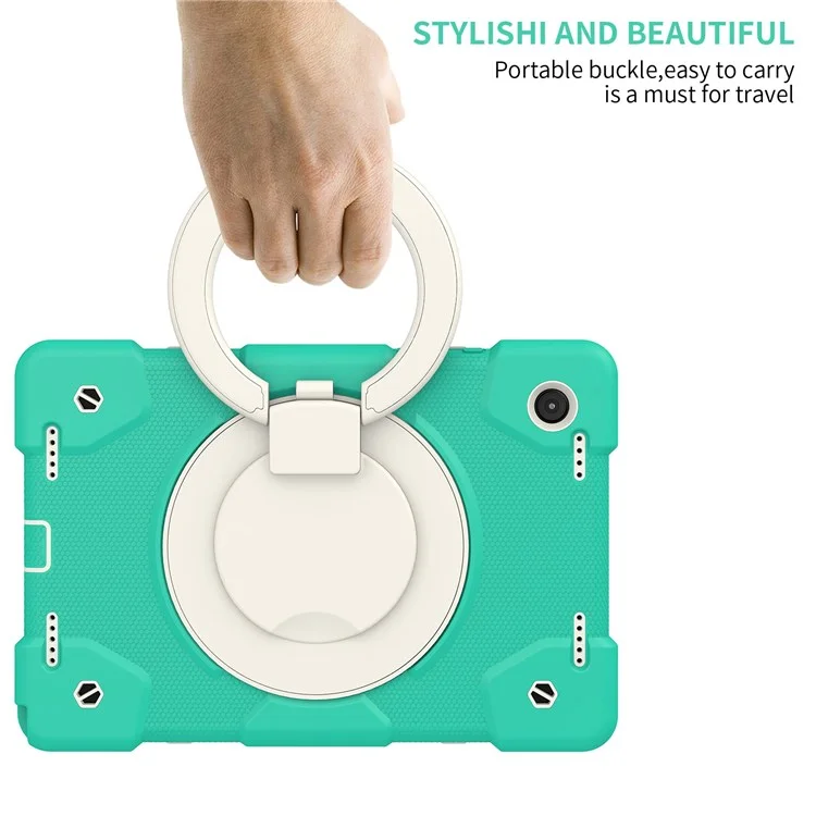 Pc-pc + Silicone à L'épreuve du Silicone Pour Samsung Galaxy Tab A8 10.5 (2021), Couverture de Tablette de Protection Avec Bandoulière Avec Bandoulière - Menthe Verte
