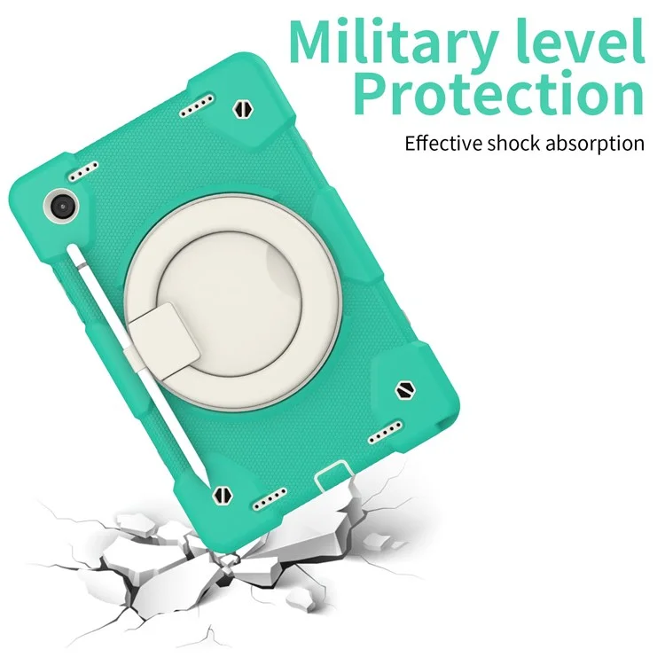 Pc-pc + Silicone à L'épreuve du Silicone Pour Samsung Galaxy Tab A8 10.5 (2021), Couverture de Tablette de Protection Avec Bandoulière Avec Bandoulière - Menthe Verte
