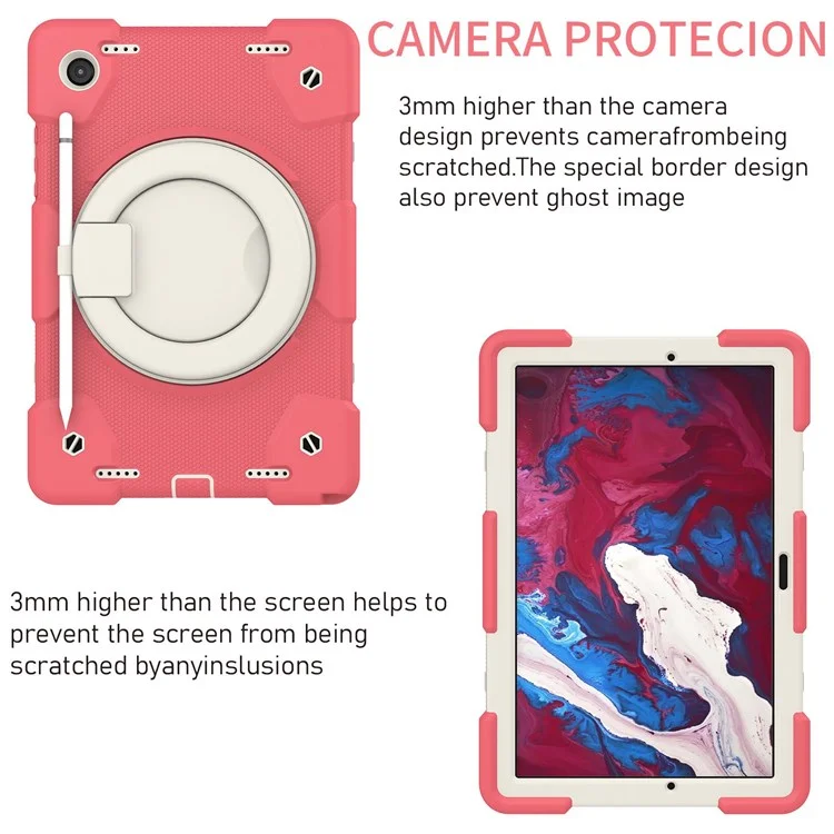 Case de PC + Silicona a Prueba de Gota Para Samsung Galaxy Tab A8 10.5 (2021), Cubierta de Tableta Protectora Con Correa Para el Hombro - Begonia Rojo