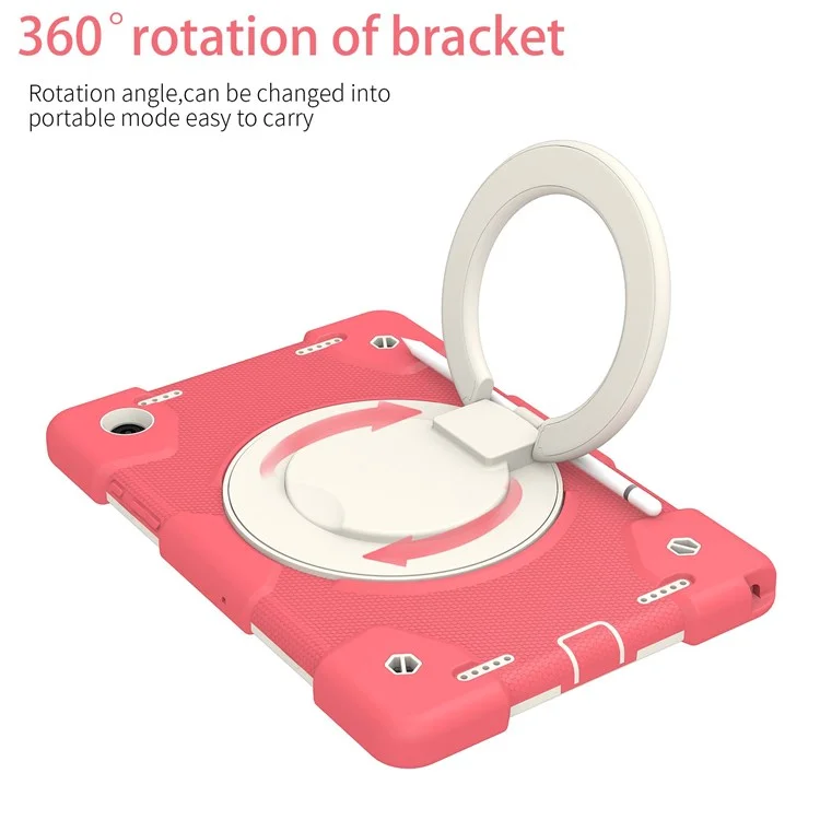 Case de PC + Silicona a Prueba de Gota Para Samsung Galaxy Tab A8 10.5 (2021), Cubierta de Tableta Protectora Con Correa Para el Hombro - Begonia Rojo