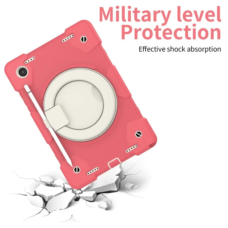 Case de PC + Silicona a Prueba de Gota Para Samsung Galaxy Tab A8 10.5 (2021), Cubierta de Tableta Protectora Con Correa Para el Hombro - Begonia Rojo