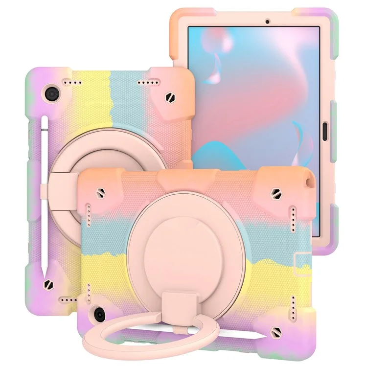 Broche D'épaule Case de Comprimés Colorés Pour Samsung Galaxy Tab A8 10.5 (2021), Coiffeur Amélioré - or Rose Coloré