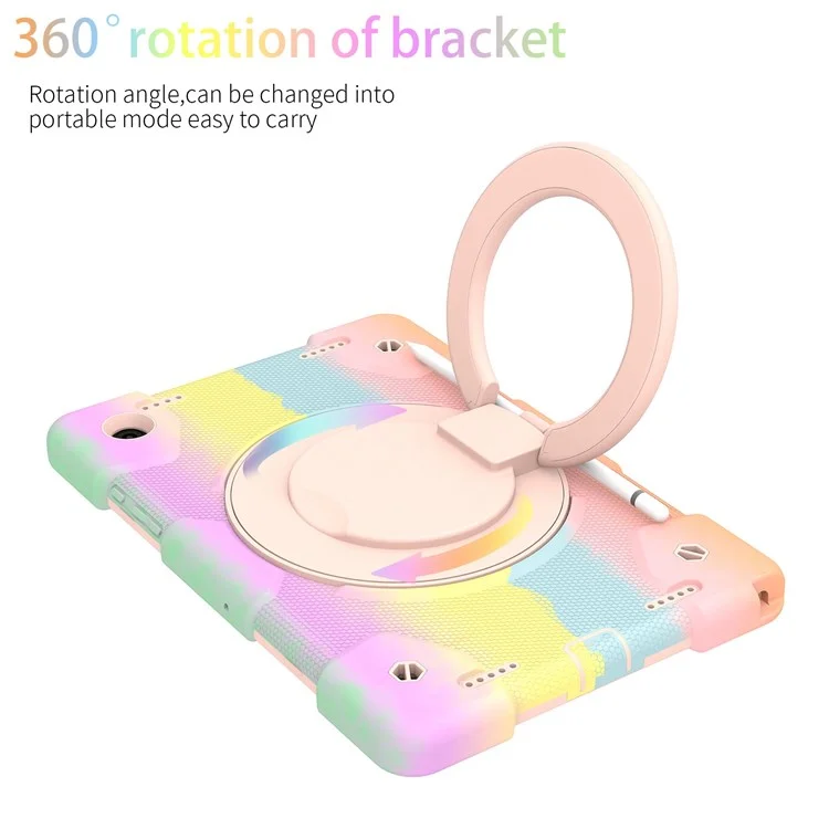 Shoulder Strap Colorful Tablet Case for Samsung Galaxy Tab A8 10.5 (2021) / (2022) , Enhanced Corners Kickstand Anti-drop Cover - Colorful Rose Gold