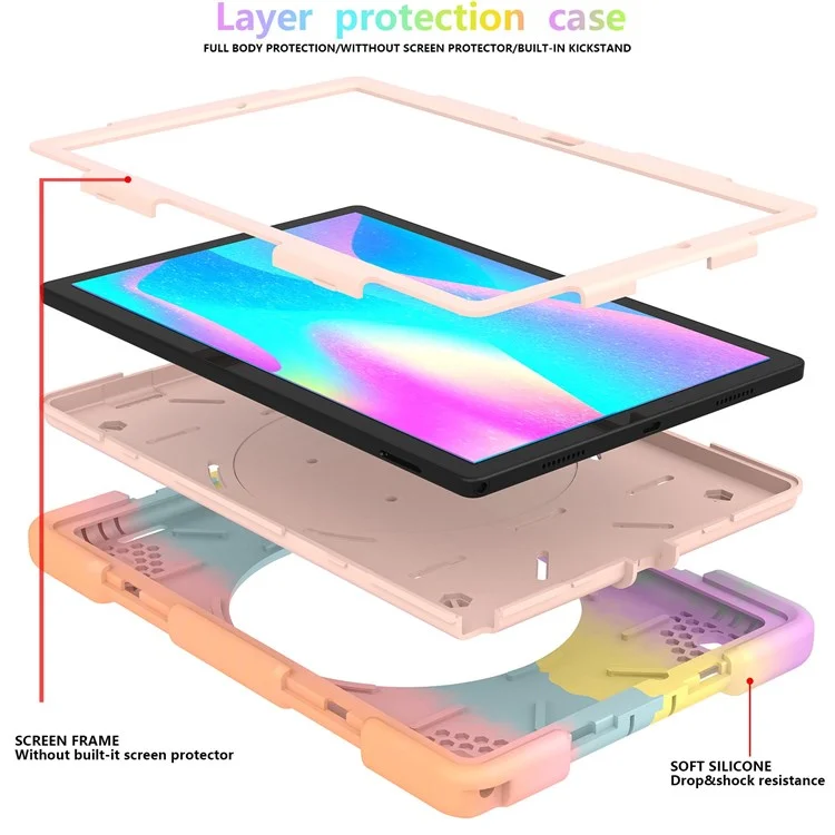 Étui Tablette Coloré pour Samsung Galaxy Tab A8 10.5 (2021) / (2022) avec Bandoulière, Coins Renforcés, Support Inclinable, Antichute - Rose Gold Coloré