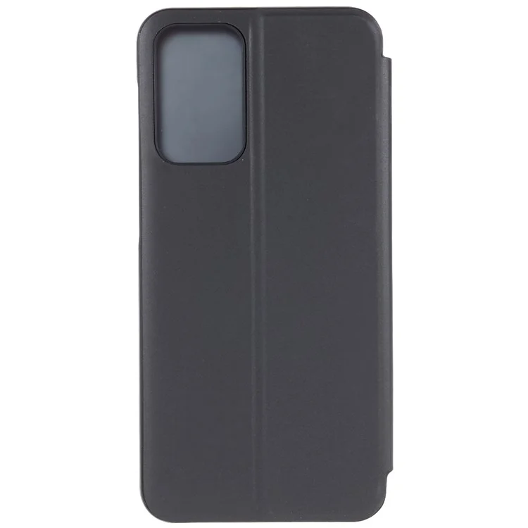 Per Samsung Galaxy A23 5G (versione globale) / 4G Smart View Window Mirror Case Electroplate Stand PU Leather Shockproof Cover - Nero