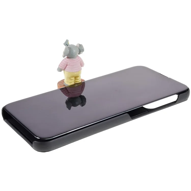 Per Samsung Galaxy A23 5G (versione globale) / 4G Smart View Window Mirror Case Electroplate Stand PU Leather Shockproof Cover - Nero