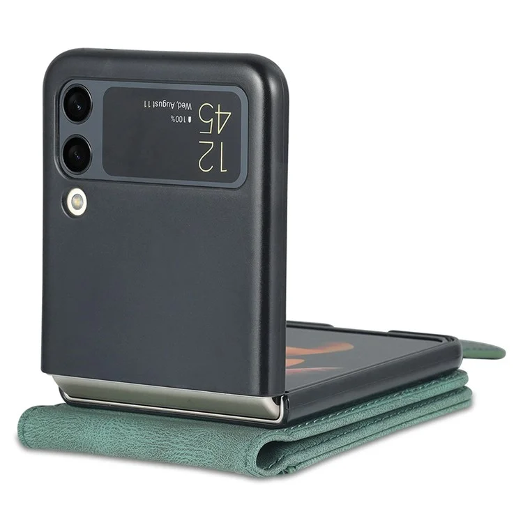 Azns Per Samsung Galaxy Z Flip4 5G PU Flipping Case Case Cround Magnetica Copertina di Chiusura Magnetica - Verde