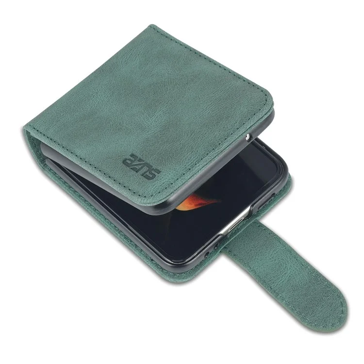 Azns Per Samsung Galaxy Z Flip4 5G PU Flipping Case Case Cround Magnetica Copertina di Chiusura Magnetica - Verde