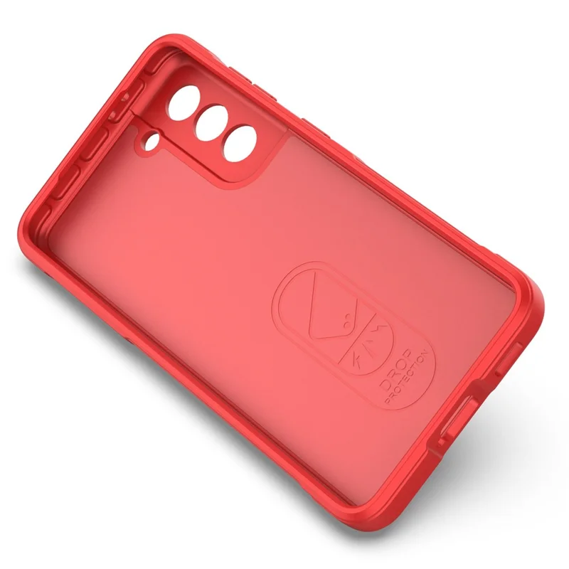 For Samsung Galaxy S21 5G Rugged Soft TPU Back Cover Shockproof Anti-wear Phone Shell Case - Red