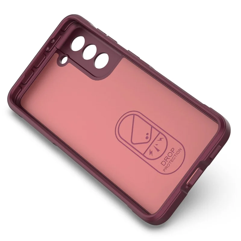 For Samsung Galaxy S21 5G Rugged Soft TPU Back Cover Shockproof Anti-wear Phone Shell Case - Wine Red