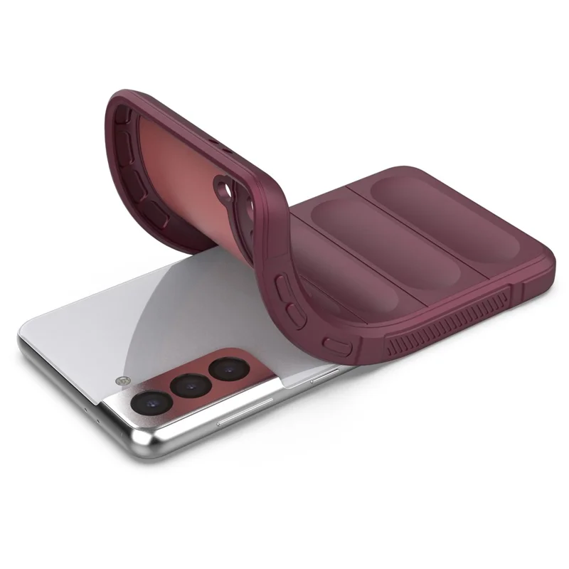 For Samsung Galaxy S21 5G Rugged Soft TPU Back Cover Shockproof Anti-wear Phone Shell Case - Wine Red