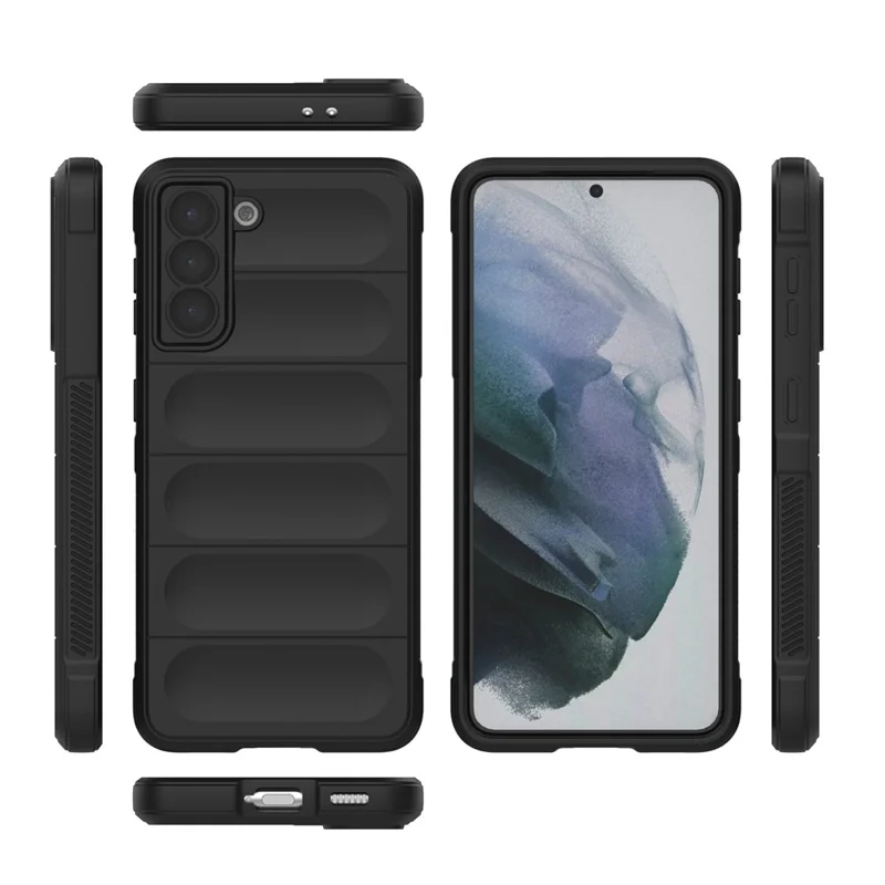 For Samsung Galaxy S21 5G Rugged Soft TPU Back Cover Shockproof Anti-wear Phone Shell Case - White