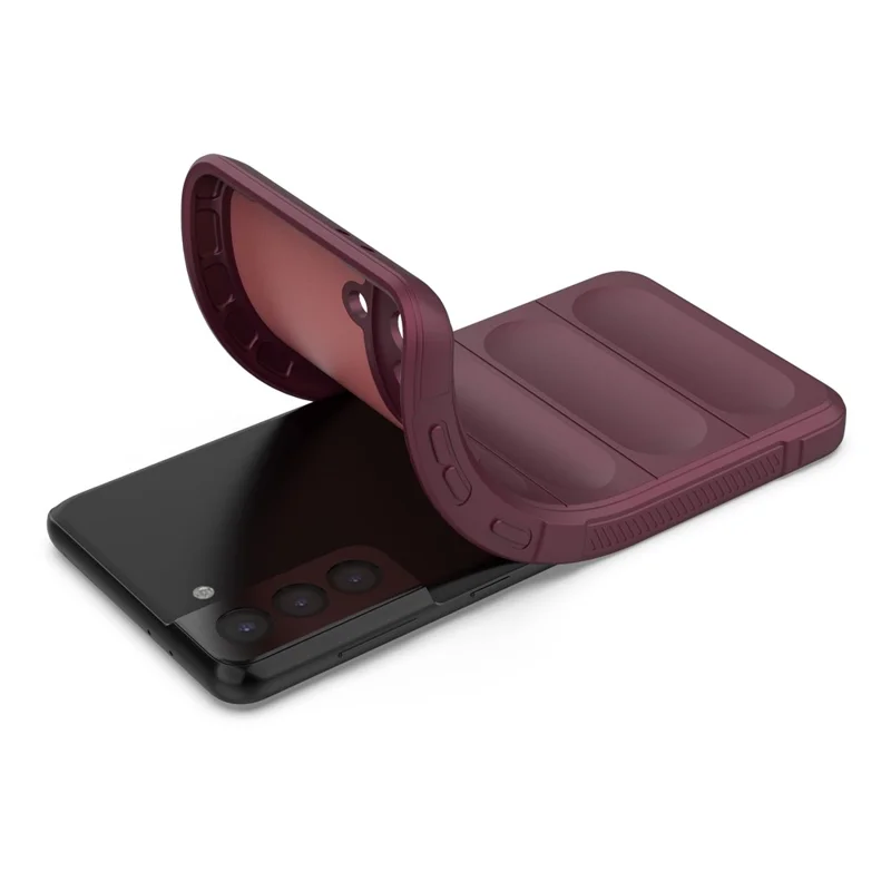For Samsung Galaxy S21+ 5G Rugged Back Phone Case Shockproof Soft TPU Protective Cover - Wine Red