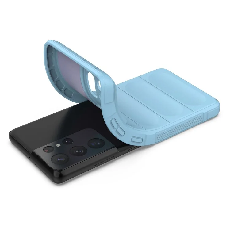 Robuste Handyhülle für Samsung Galaxy S21 Ultra 5G, stoßfeste Schutzhülle mit präzisen Aussparungen, TPU-Abdeckung - Babyblau