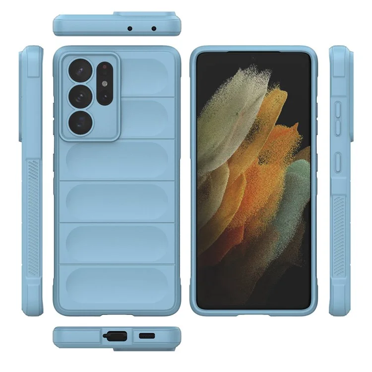 Estuche Telefónica Resistente Para Samsung Galaxy S21 Ultra 5G, Protección Contra La Redo Precisa Recorte Tpu Cubierta - Bebe Azul