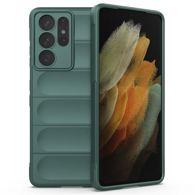 Rugged Phone Case for Samsung Galaxy S21 Ultra 5G, Anti-drop Protection Precise Cutout TPU Cover - Green