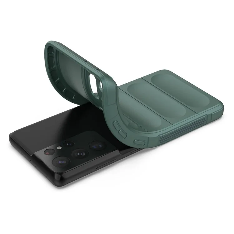 Rugged Phone Case for Samsung Galaxy S21 Ultra 5G, Anti-drop Protection Precise Cutout TPU Cover - Green